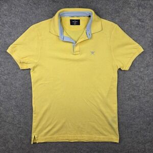Hackett London Polo Shirt Mens Small Yellow Solid Slim Fit Cotton Top Casual